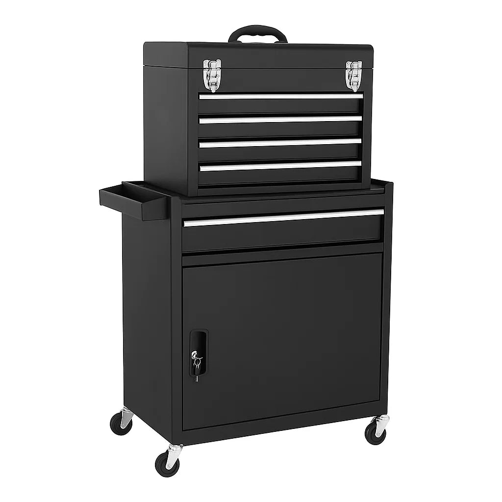 Carrello Porta Attrezzi in Metallo con 6 Cassetti Nero