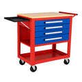 Carrello da Officina Metallo e Legno con 4 Cassetti