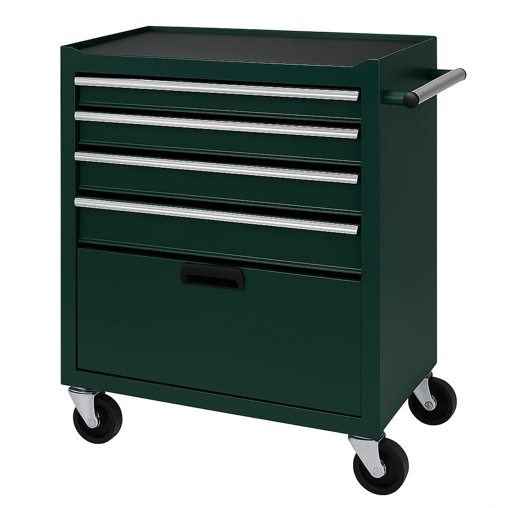 Carrello Portautensili in Acciaio Verde con 5 Cassetti