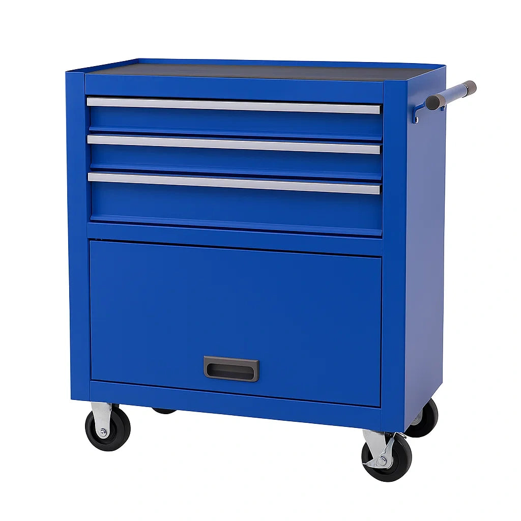 Carrello porta attrezzi in metallo blu con 4 cassetti