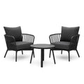 Set da Giardino in Metallo con 2 Poltrone e Tavolino, Nero/Grigio