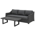 Set Divano da Giardino in Rattan Grigio con Tavolino