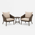 Set da Giardino con 2 Poltrone in Rattan Sintetico e Tavolino Rotondo con Cuscini Beige