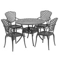 Set Tavolo da Giardino Rotondo con 4 Sedie in Alluminio