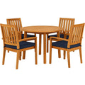Set da Pranzo da Giardino in Legno con Tavolo Rotondo e 4 Sedie