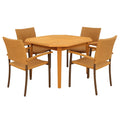 Set Tavolo Quadrato e 4 Sedie da Esterno in Legno e Rattan