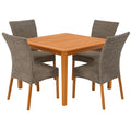 Set tavolo e sedie da giardino in legno e rattan sintetico