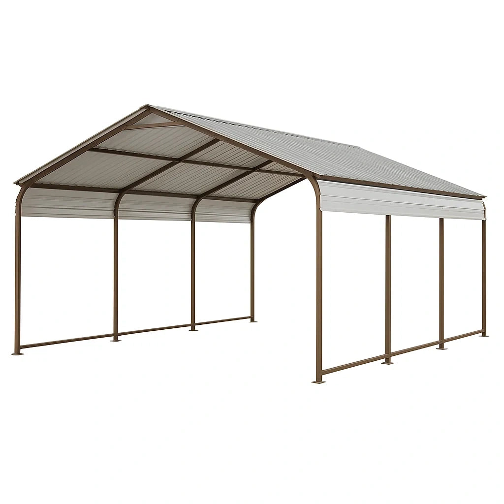 Tettoia in metallo per esterno 600x300x250 cm Marrone/Grigio