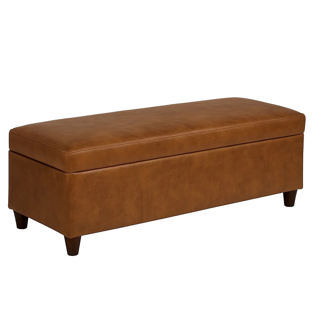 Panca Contenitore in Pelle Sintetica Marrone 140x40x40 cm