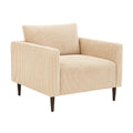 Poltrona in Tessuto a Coste Beige con Gambe in Metallo