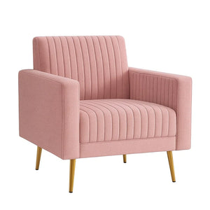 Poltrona in Tessuto con Gambe in Metallo Dorato