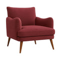 Poltrona in tessuto con gambe in legno Rosso