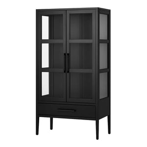 Vetrina in Metallo Nero con Ante in Vetro