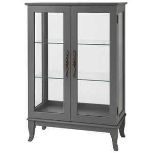 Vetrina in Legno MDF Grigio con Ante in Vetro Temperato