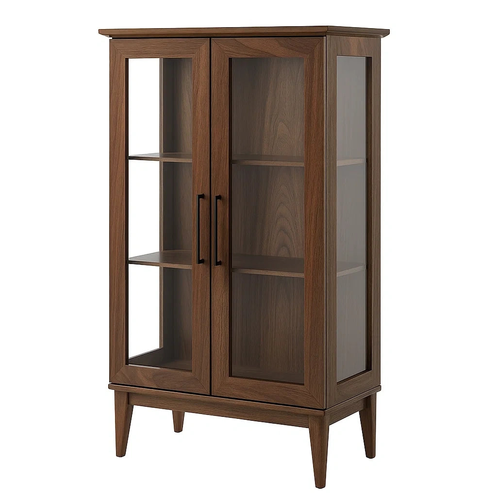 Vetrina in Legno di Noce con Ante in Vetro Temperato