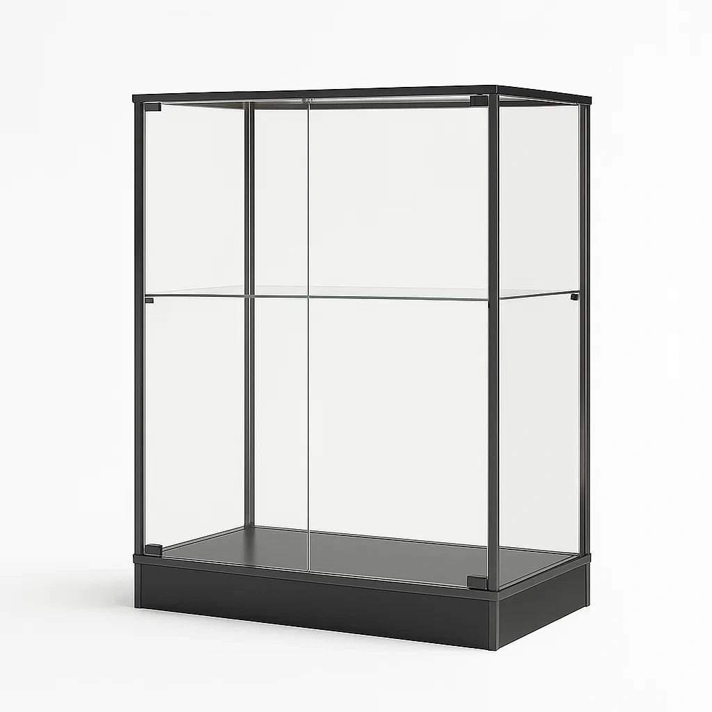 Vetrina in metallo e vetro temperato 6 mm 80x40x180 cm Nero