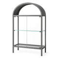 Scaffale ad Arco in Metallo e Vetro Temperato Grigio 80x35x160 cm