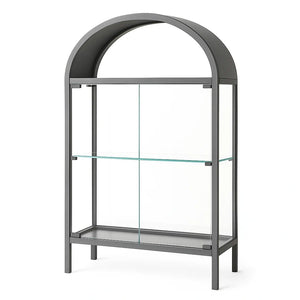 Scaffale ad Arco in Metallo e Vetro Temperato Grigio 80x35x160 cm