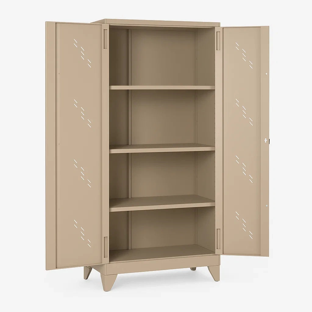 Armadio in Acciaio Beige con Ripiani