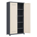 Armadio in Acciaio a Doppia Porta con Ripiani Regolabili Grigio/Beige H180cm