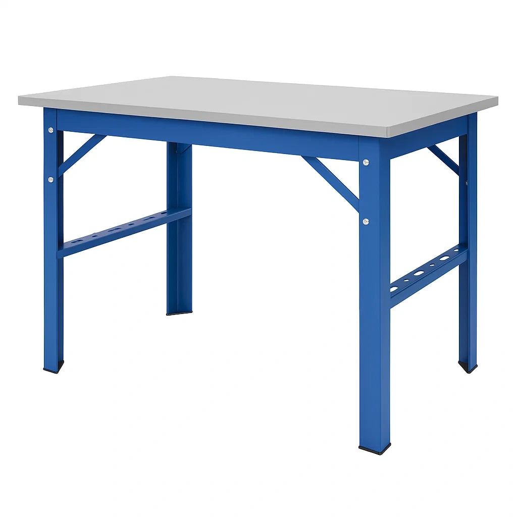 Tavolo da Lavoro in Acciaio e MDF Grigio 120x60x80 cm
