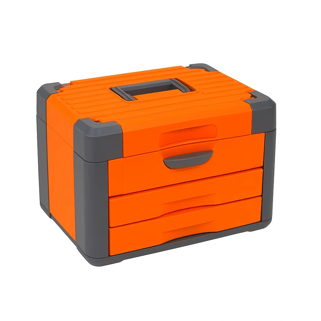 Cassetta Porta Attrezzi in Plastica Arancione e Grigio