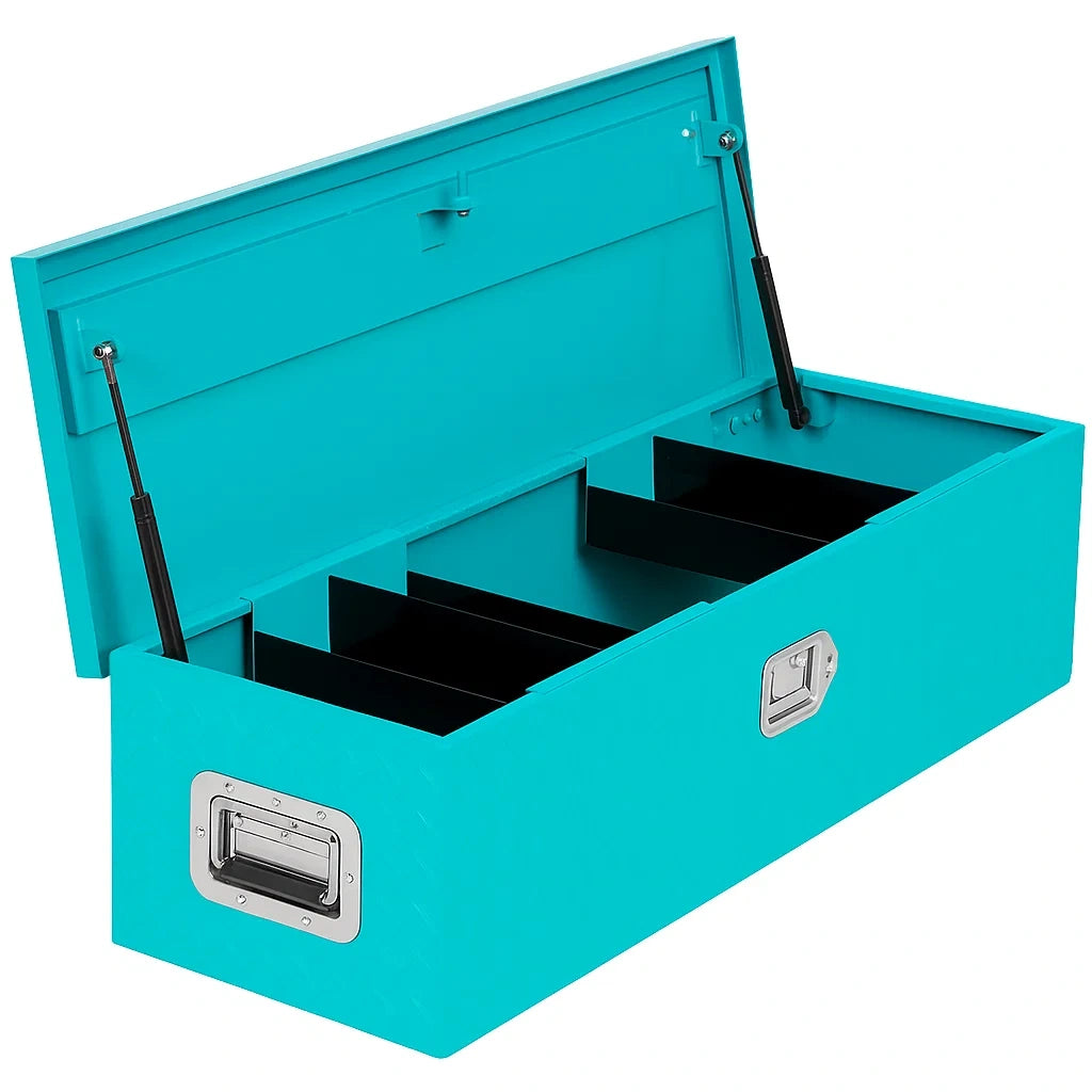 Cassetta degli attrezzi in acciaio con divisori 90x30x30 cm Blu Turchese