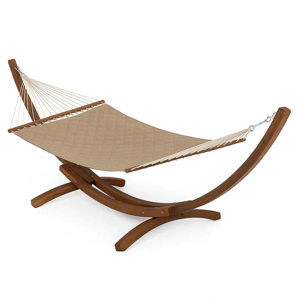 Amaca con Struttura in Legno di Pino e Tessuto Poliestere Beige