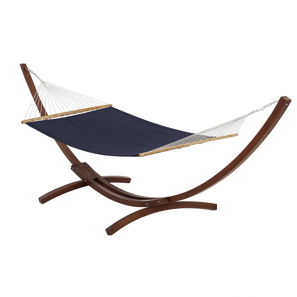 Amaca in Legno e Poliestere Blu con Supporto