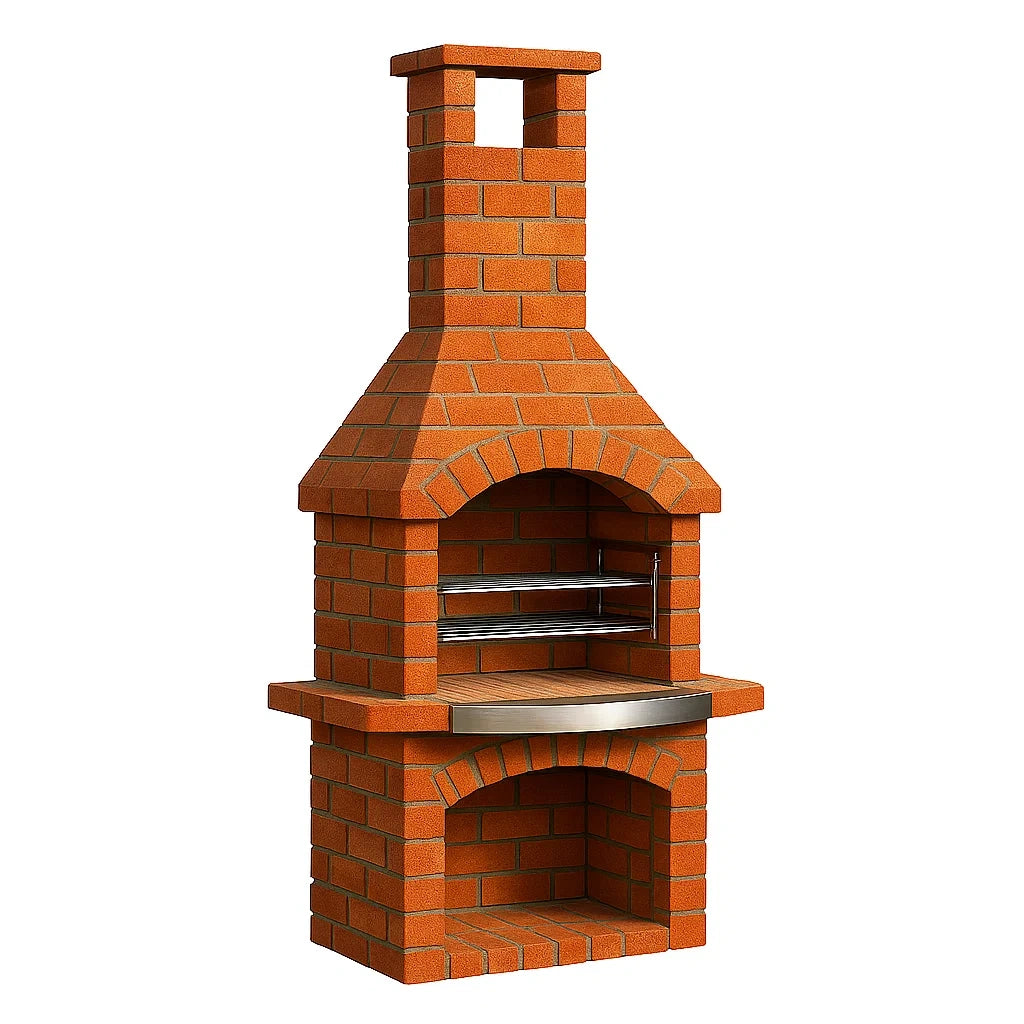 Barbecue in mattoni refrattari con griglia in acciaio inox