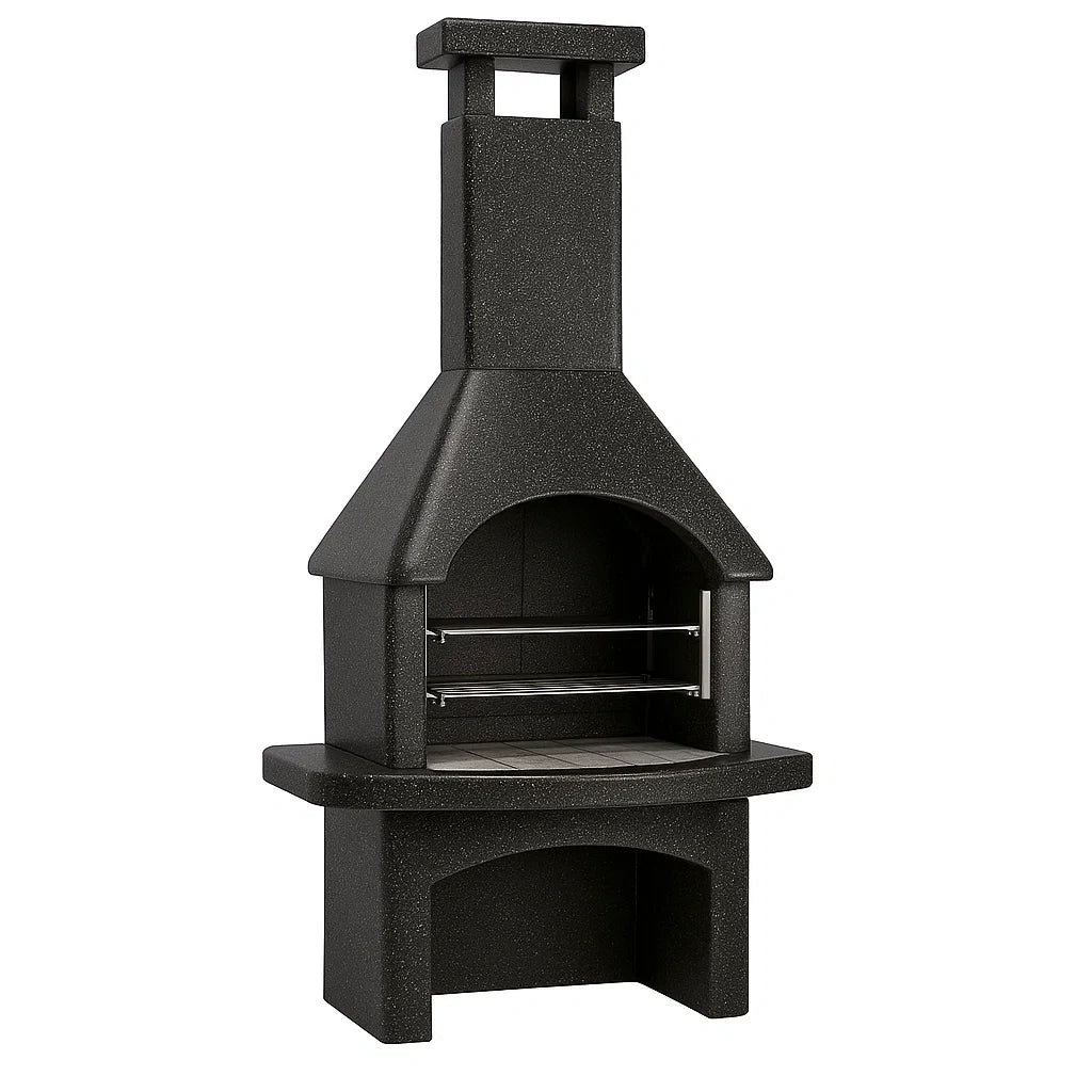 Barbecue da giardino in cemento con griglia in acciaio