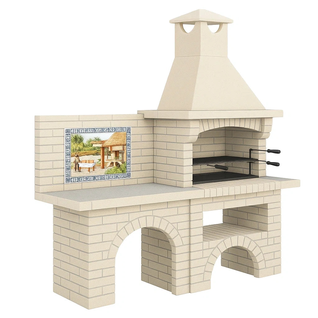 Barbecue in Cemento Beige con Camino