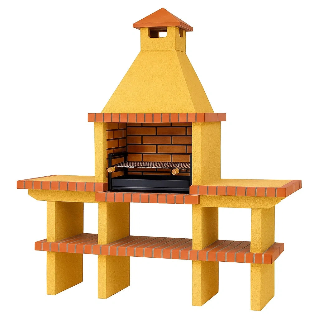 Barbecue da Giardino in Cemento e Mattone con Camino