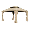 Gazebo in Alluminio e Policarbonato con Tenda Beige