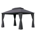 Gazebo da Giardino in Alluminio con Tetto in Acciaio Nero 3x4m