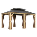 Gazebo da Giardino in Alluminio con Tetto in Acciaio e Tendaggi in Poliestere