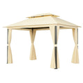 Gazebo da Giardino in Alluminio con Tetto in Tessuto Poliestere Beige