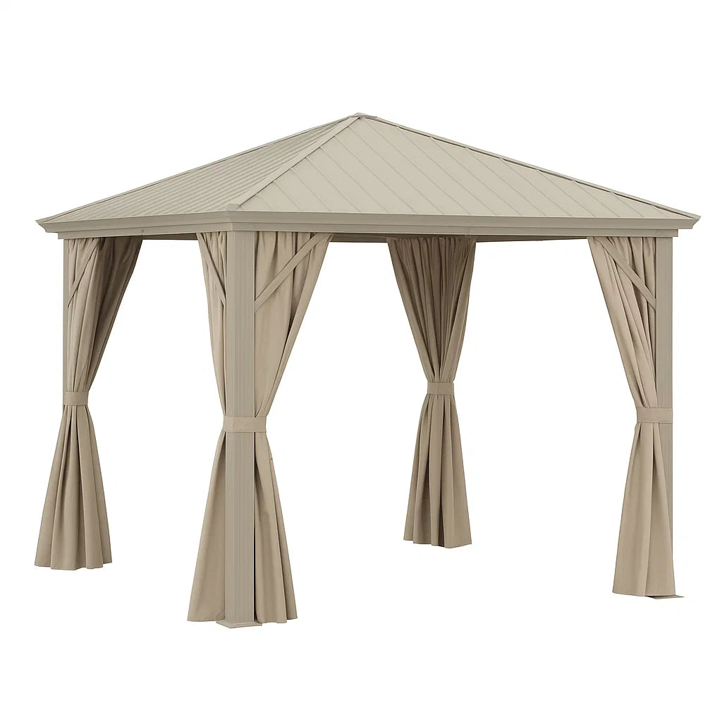 Gazebo da Giardino in Alluminio e Poliestere Beige 3x3m