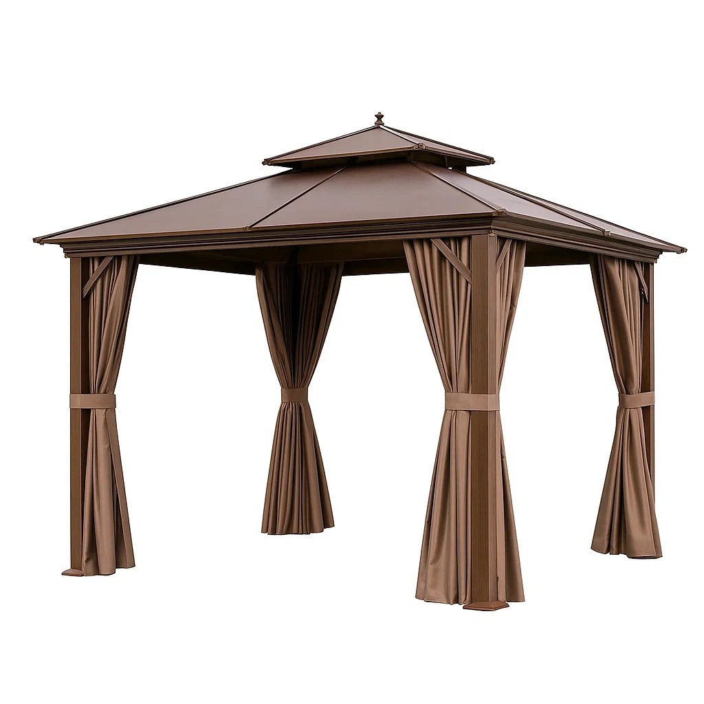 Gazebo da Giardino in Acciaio con Tende Poliestere 300x400 cm