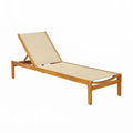 Lettino Prendisole in Legno e Tessuto Beige