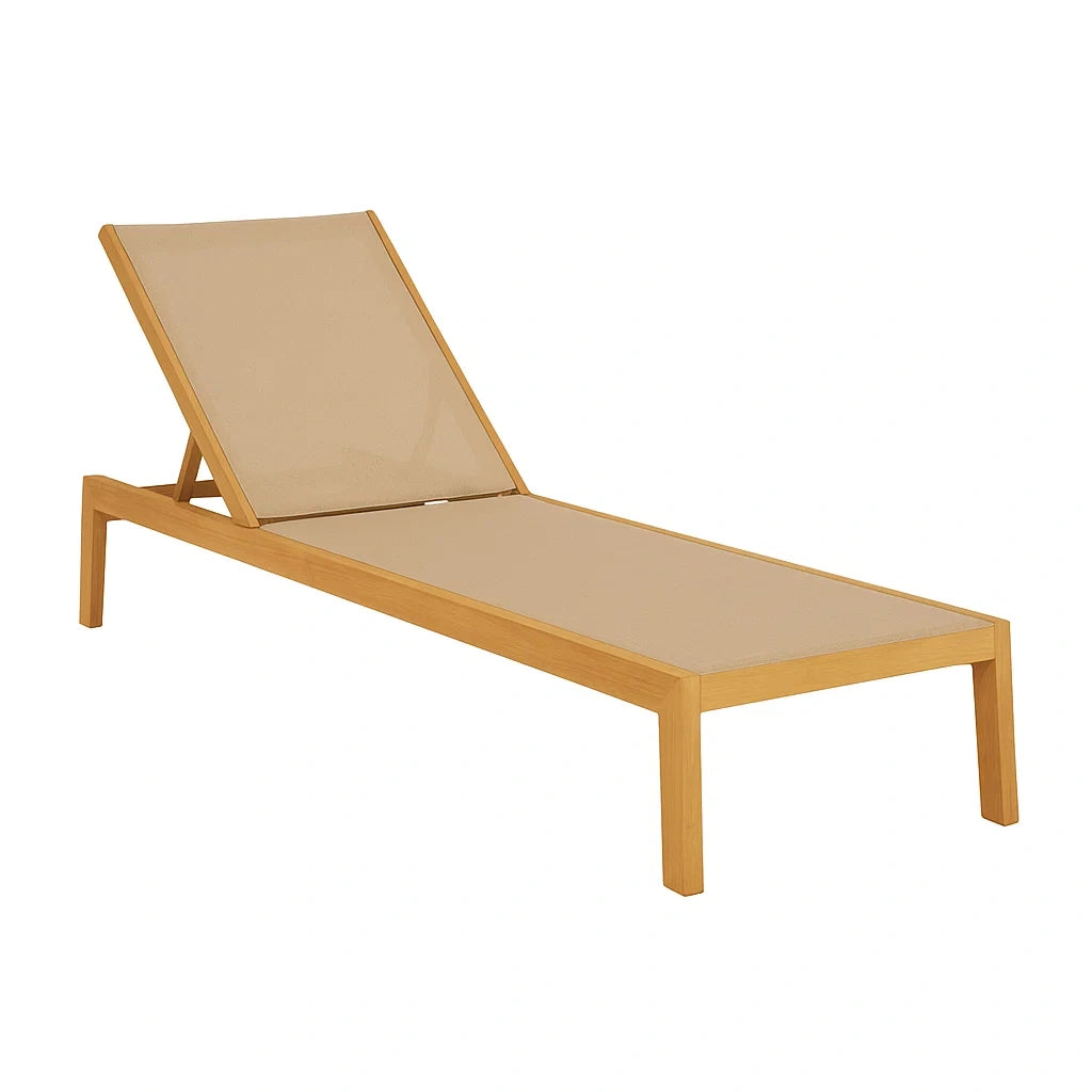 Sdraio Prendisole in Legno e Tessuto Beige 200x60x35cm