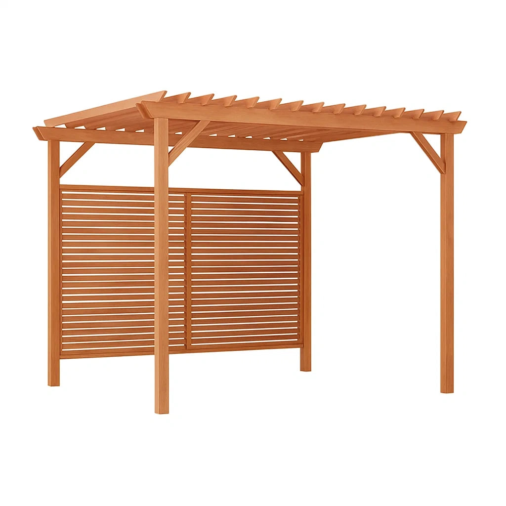 Pergola in Legno con Pannello Laterale Marrone 300x200x200 cm