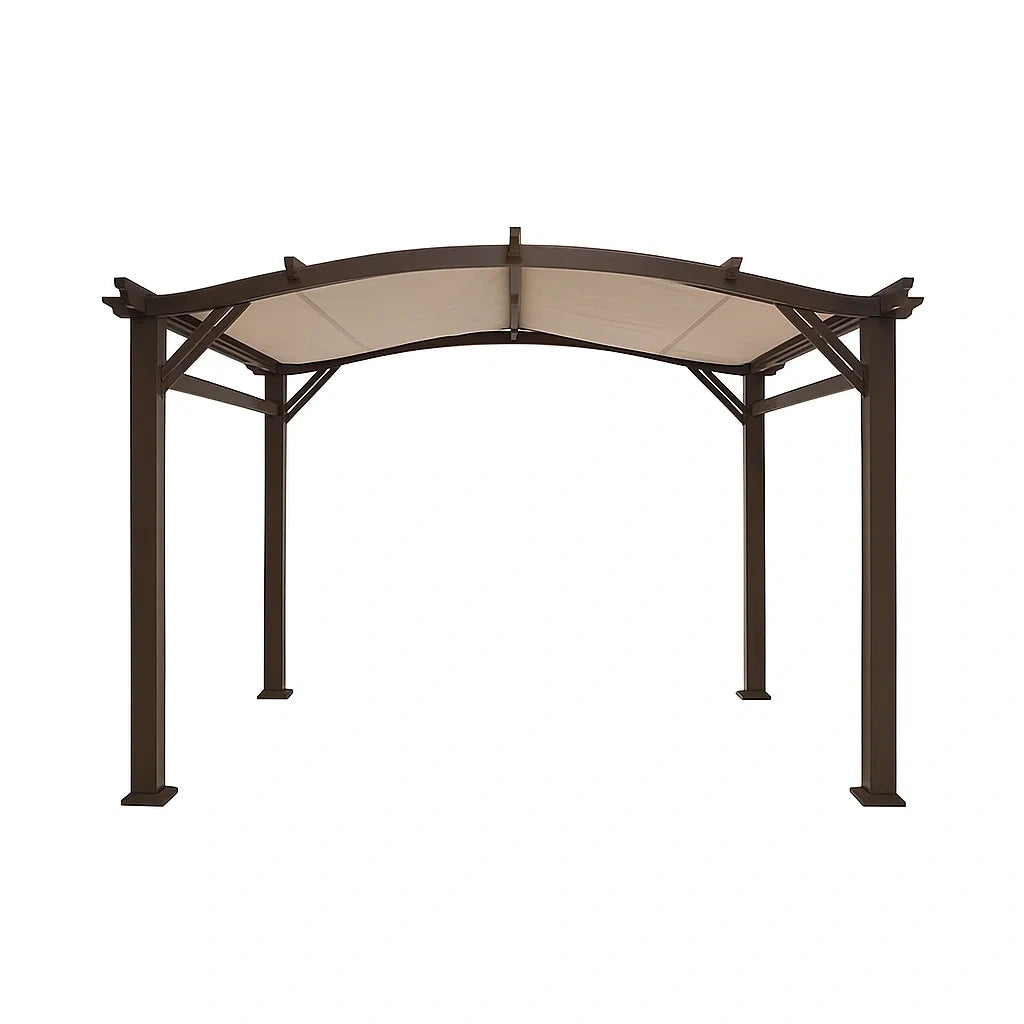 Gazebo in Metallo con Copertura in Tessuto Poliestere 300x400x250 cm Marrone/Bianco