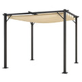 Gazebo in Metallo con Copertura in Tessuto Beige