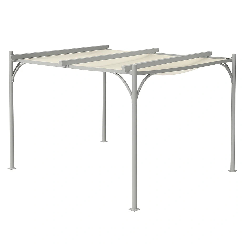 Pergola in Acciaio con Telo Poliestere 300x400 cm Grigio Chiaro